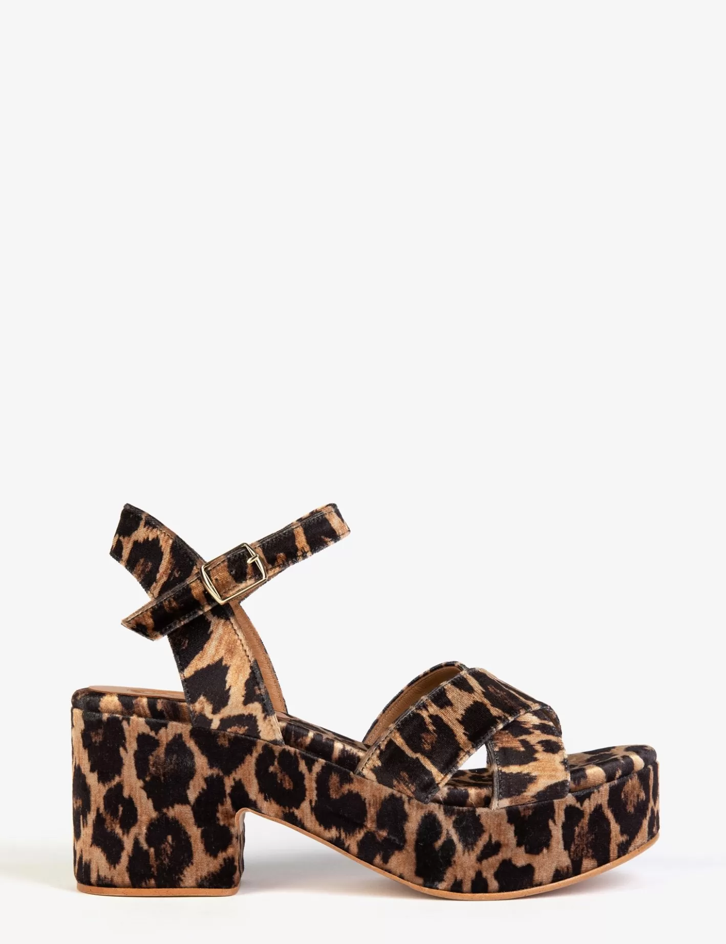 Hot Azalea Leopard Velvet Sandal Heeled Shoes | Sandals